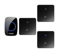 SLDAGe Campanello Senza Fili, Campanello Senza Fili Esterno Impermeabile e Autoalimentato Senza Batteria, Wireless Campanello con 3 Trasmettitore, Doorbell Portata 150M IP68 Impermeabile,Nero
