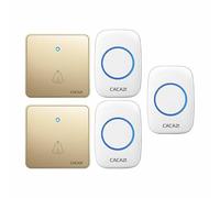 SLDAGe Campanello Senza Fili, Campanello Wireless Impermeabile, 2 Trasmettitore e 3 Ricevitore con 60 Melodie a Scelta 5 Livelli di Volume e Flash LED,White Gold