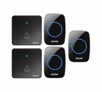 SLDAGe Campanello Senza Fili, Campanello Wireless Impermeabile, 2 Trasmettitore e 3 Ricevitore con 60 Melodie a Scelta 5 Livelli di Volume e Flash LED,Nero