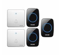 SLDAGe Campanello Senza Fili, Campanello Wireless Impermeabile, 2 Trasmettitore e 3 Ricevitore con 60 Melodie a Scelta 5 Livelli di Volume e Flash LED,Black Silver