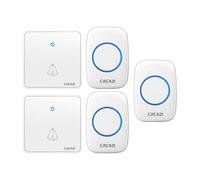 SLDAGe Campanello Senza Fili, Campanello Wireless Impermeabile, 2 Trasmettitore e 3 Ricevitore con 60 Melodie a Scelta 5 Livelli di Volume e Flash LED,Bianca