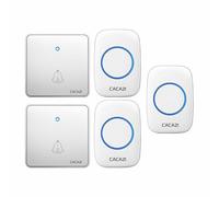 SLDAGe Campanello Senza Fili, Campanello Wireless Impermeabile, 2 Trasmettitore e 3 Ricevitore con 60 Melodie a Scelta 5 Livelli di Volume e Flash LED,White Silver
