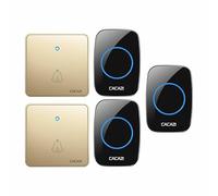 SLDAGe Campanello Senza Fili, Campanello Wireless Impermeabile, 2 Trasmettitore e 3 Ricevitore con 60 Melodie a Scelta 5 Livelli di Volume e Flash LED,Black Gold