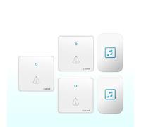 SLDAGe Campanello Senza Fili, Campanello Wireless Impermeabile, 3 Trasmettitore e 2 Ricevitore con 60 Melodie a Scelta 5 Livelli di Volume e Flash LED,Bianca