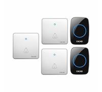 SLDAGe Campanello Senza Fili, Campanello Wireless Impermeabile, 3 Trasmettitore e 2 Ricevitore con 60 Melodie a Scelta 5 Livelli di Volume e Flash LED,Black Silver