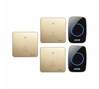 SLDAGe Campanello Senza Fili, Campanello Wireless Impermeabile, 3 Trasmettitore e 2 Ricevitore con 60 Melodie a Scelta 5 Livelli di Volume e Flash LED,Black Gold