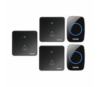 SLDAGe Campanello Senza Fili, Campanello Wireless Impermeabile, 3 Trasmettitore e 2 Ricevitore con 60 Melodie a Scelta 5 Livelli di Volume e Flash LED,Nero