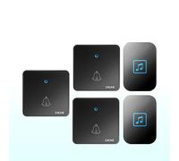 SLDAGe Campanello Senza Fili, Campanello Wireless Impermeabile, 3 Trasmettitore e 2 Ricevitore con 60 Melodie a Scelta 5 Livelli di Volume e Flash LED,Nero