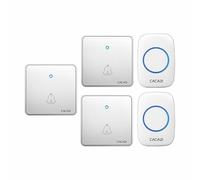 SLDAGe Campanello Senza Fili, Campanello Wireless Impermeabile, 3 Trasmettitore e 2 Ricevitore con 60 Melodie a Scelta 5 Livelli di Volume e Flash LED,White Silver