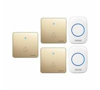 SLDAGe Campanello Senza Fili, Campanello Wireless Impermeabile, 3 Trasmettitore e 2 Ricevitore con 60 Melodie a Scelta 5 Livelli di Volume e Flash LED,White Gold