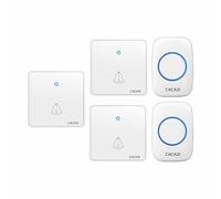 SLDAGe Campanello Senza Fili, Campanello Wireless Impermeabile, 3 Trasmettitore e 2 Ricevitore con 60 Melodie a Scelta 5 Livelli di Volume e Flash LED,Bianca