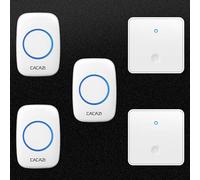 SLDAGe Campanello Senza Fili, Campanello Wireless Impermeabile, Kit Campanello Senza Fili da Esterno con 2 Trasmettitore e 3 Ricevitori Plug-in, 60 Melodie e Flash LED, Non Richiede Batteria,Bianca