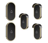 SLDAGe Campanello Senza Fili da Esterno, Campanello Wireless Impermeabile con 3 Trasmettitori 2 Ricevitori, 300M Campanello Porta, 5 Volume Regolabile 60 Suonerie Indicatore LED,Black Gold