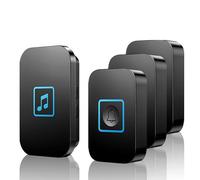 SLDAGe Campanello Senza Fili da Esterno con 3 Trasmettitori, Campanello Portata Wireless a Lunga Distanza di 300m per Casa, Indicatore LED Pulsanti, Ricevitore Interno con 5 Volumi, 60 Suonerie,Nero