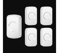 SLDAGe Campanello Senza Fili, Indicatore LED, 60 Melodie con 5 Livelli di Volume, Campanello da Esterno Impermeabile IP68 Portata 300m (4 Trasmettitori e 1 Ricevitori),Bianca