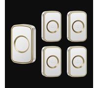 SLDAGe Campanello Senza Fili, Indicatore LED, 60 Melodie con 5 Livelli di Volume, Campanello da Esterno Impermeabile IP68 Portata 300m (4 Trasmettitori e 1 Ricevitori),White Gold
