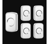 SLDAGe Campanello Senza Fili, Indicatore LED, 60 Melodie con 5 Livelli di Volume, Campanello da Esterno Impermeabile IP68 Portata 300m (4 Trasmettitori e 1 Ricevitori),White Silver