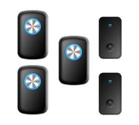 SLDAGe Campanello Senza Fili, Kit Suoneria per Campanello Autoalimentato, Campanello Autoalimentato Campanello Remoto Wireless Impermeabile a Lungo Raggio 2 trasmettitori e 3 ricevitori,Nero