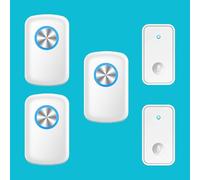 SLDAGe Campanello Senza Fili, Kit Suoneria per Campanello Autoalimentato, Campanello Autoalimentato Campanello Remoto Wireless Impermeabile a Lungo Raggio 2 trasmettitori e 3 ricevitori,Bianca