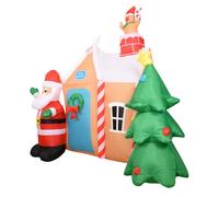 SLDAGe Casa di Natale Gonfiabile 185cm,Decorazione per Giardino Esterna | Decorazioni Stagionali per Prato,con Babbo Natale,Albero di Natale,luci LED,Decorazione Natale da Giardino Esterno