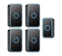 SLDAGe Set di Campanello Senza Fili a Batteria, Set di Campanelli Impermeabile IP68 con Portata Wireless di 300 Metri, 5 Livelli di Volume e 60 Melodie, Campanello Wireless con Luce LED,Nero,1 V 4