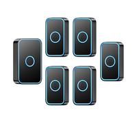 SLDAGe Set di Campanello Senza Fili a Batteria, Set di Campanelli Impermeabile IP68 con Portata Wireless di 300 Metri, 5 Livelli di Volume e 60 Melodie, Campanello Wireless con Luce LED,Nero,5 V 1