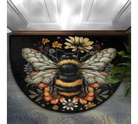 SLDAGe Zerbino Semicircolare A Fiori Bohemien, Tappeto Area Boho con Fiori Antiscivolo E Assorbente A Mezza Luna per Bagno, Cucina, Patio, Ingresso, Camino,1,60 * 90cm