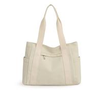 SLEDEZ Borsa Da Donna In Tela Borsa a mano in tela di grande capacità, borsa a tracolla in stile straniero da donna(Beige)