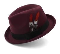 SLEDEZ Fedora Classica Cappello a Cuffia Caldo da Uomo e da Donna Cappello Jazz con Decorazione Classica in Piume retrò(Colour 4)