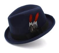SLEDEZ Fedora Classica Cappello a Cuffia Caldo da Uomo e da Donna Cappello Jazz con Decorazione Classica in Piume retrò(Colour 5)