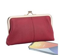 Sleek Design Buckle Coin Purse for Women, Large Capacity Coin Purse, Leather Coin Purse, Womens Kiss Lock Purses 20.5x4x12cm for Travel, Indoor, Outdoor, Black, Gray, Blue, Orange, Wine Red Color