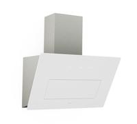 Klarstein SleekAir Cappa Cucina - 60cm Cappa Inclinata, 686 m³/h, A++ Efficienza Energetica, Touch Control, LED 5W, Silenziosa, Bianco, Scarico & Ricircolo