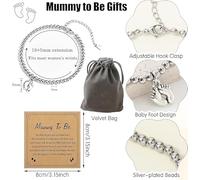 SLEEKEE 1 Braccialetto E 1 Ciondolo per Future Mamme, Ciondolo Impronta d'Argento, con Squisiti Biglietti di Auguri, Regali Nutrienti Durante La Gravidanza, Regali di Compleanno E Regali di Natale.