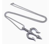 SLEEKEE 1 Collana E 1 Anello Tridente, Ciondolo in Stile Rock E Hip Hop, Bigiotteria Personalizzata, Adatto per La Modellazione Scenica E l'Abbigliamento Quotidiano.