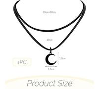 SLEEKEE 1 Collana Nera A Doppio Strato E 1 Paio di Orecchini, Forma del Pendente della Luna, Stile Gotico retrò, Gioielli Personalizzati A Tutto Tondo.