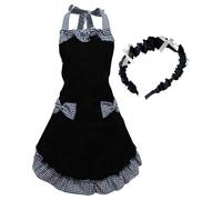 SLEEKEE 1 Grembiule da Cameriera E 1 Fascia per Capelli da Cameriera, Grembiule da Cucina, Grembiule da Donna, Grembiule Carino, Grembiule con Tasche