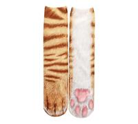 SLEEKEE 1 paio di calzini a zampa di gatto, calzini a forma di zampa 3D, calzini caldi, calzini per dormire, regali creativi per uomini e donne, Colore: arancione., 6XS-S