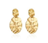 SLEEKEE 1 Paio di Orecchini Esagerati Placcati in Oro, Forma retrò Martellata, Materiale Leggero E Antisensibile, Grande Stile Flaccido, Accessori Moda E Gioielli.