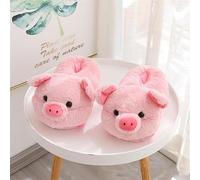 SLEEKEE 1 Paio Di Pantofole Di Maiale Rosa E 1 Paio Di Calzini, Simpatica Forma Animale, Morbida Suola Antiscivolo, Adatta Per Interni Interni.