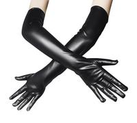 SLEEKEE 1 pezzo Sexy Nero Guanti Lunghi In Pelle Verniciata Da Donna, Eleganti E Seducenti Accessori Per Adulti Donne, Adatto Per Feste, Danze E Serate, 54X11 Cm, Nero , Taglia unica