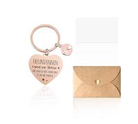 SLEEKEE 1 portachiavi dell'amicizia, 1 busta e 1 pezzo di cartone, regalo personalizzato per la migliore amica, portachiavi a cuore, regalo per la migliore amica
