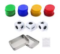 SLEEKEE 1 Set da Gioco di Dadi in Scatola, Set da Gioco di Dadi LRC Portatile, Dadi da Gioco Giocattolo Interattivo, Set di Dadi da Gioco con Chip A 4 Colori per La Scuola, 40 Gettoni Colorati