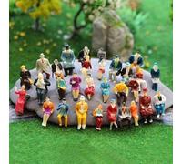 SLEEKEE 100 Persone Modello Architettonico Colorato E 5 Piccoli Alberi, Materiali da Tavola in Sabbia in Miniatura, Ornamenti di Personaggi Fai-da-Te Fatti A Mano, Decorazione di Scene Creative.