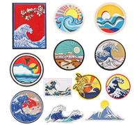 SLEEKEE 12 Toppe al Tramonto con Onde Marine, Adesivi con Toppe Ricamate, Decorazioni per Abiti, Toppe per Riparazione di Abiti, Materiali per Cucire Fai-da-Te