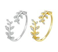 SLEEKEE 2 Anelli Ramificati, Anelli con Strass, Gioielli Semplici, Anelli da Donna, Anelli Regolabili