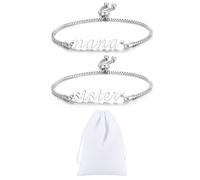 SLEEKEE 2 bracciali semplici con 1 custodia portaoggetti, gioielli alla moda personalizzati, versatili da donna, bracciali per mamma regolabili, adatti per compleanni e giorno del Ringraziamento, 13