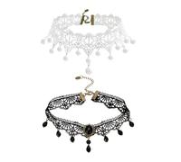 SLEEKEE 2 Collane, Catena Clavicola Gotica, Gioielli Personalizzati con Collo in Pizzo, Adatti per Abiti in Stile Palazzo retrò.