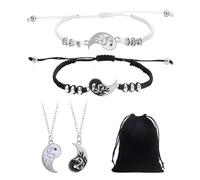 SLEEKEE 2 Paia di Braccialetti Intrecciati con 1 Custodia, Braccialetti retrò, Braccialetti per Coppie, Braccialetti Dell'Amicizia, Braccialetti Regolabili