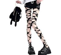 SLEEKEE 2 Paia Di Calze A Rete Vuote Nere, Collant Strappati Punk, Stile 2K, Accessori Per L'Abbigliamento Femminile.