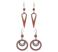 SLEEKEE 2 Paia di Orecchini in Legno, Orecchini Vintage, Orecchini Geometrici, Orecchini Boho, Orecchini da Donna